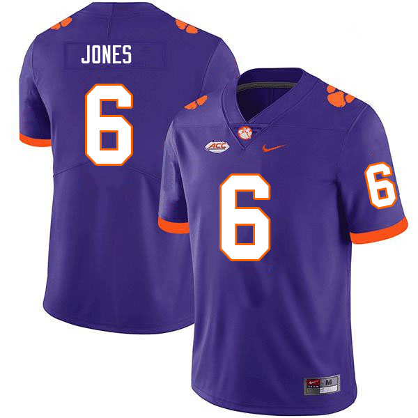Men #6 Sheridan Jones Clemson Tigers College Football Jerseys Sale-Purple - Click Image to Close
